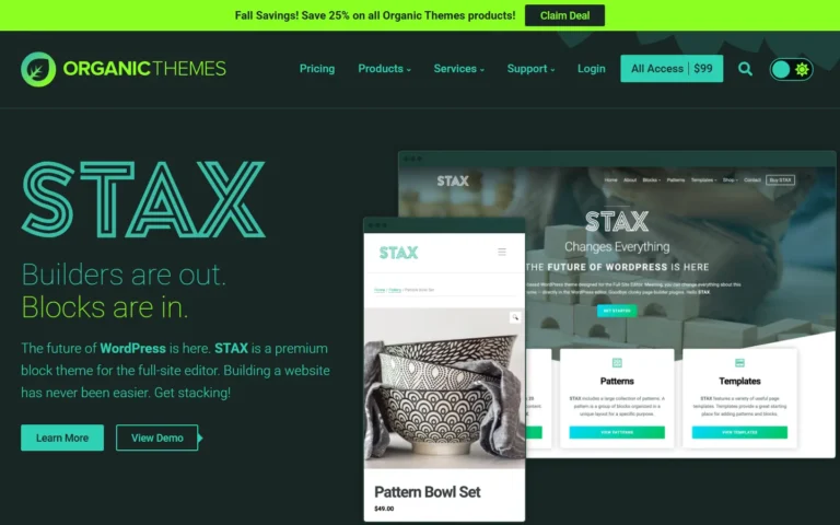 Captura del sitio web de Organic Themes