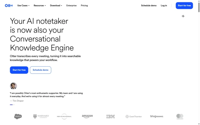 Captura del sitio web de Otter.ai