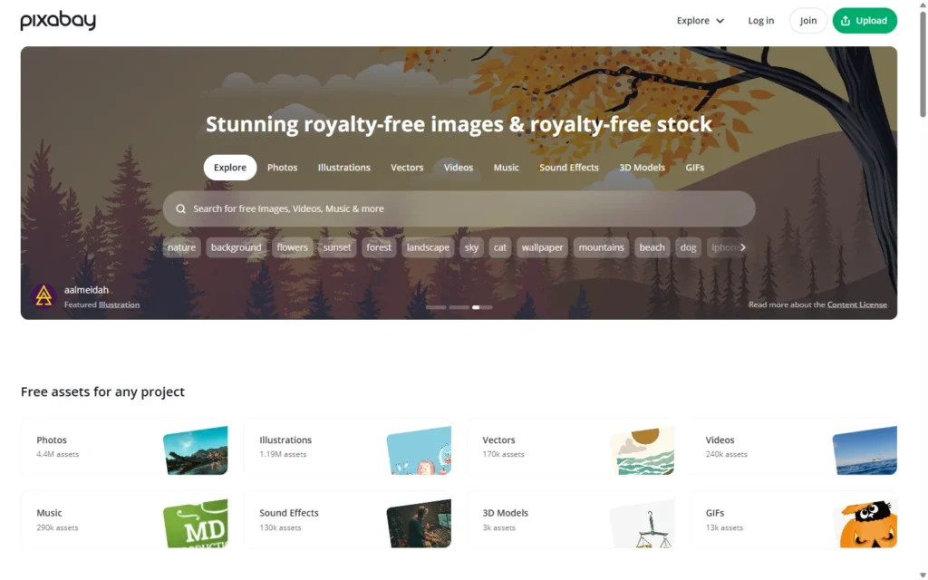 Captura del sitio web de Pixabay Videos