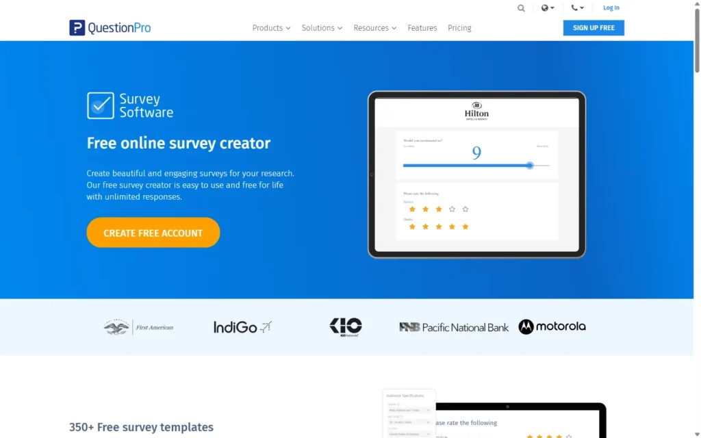 Captura del sitio web de QuestionPro