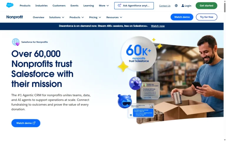 Captura del sitio web de Salesforce