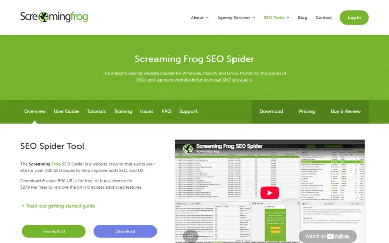 Captura del sitio web de Screaming Frog SEO Spider