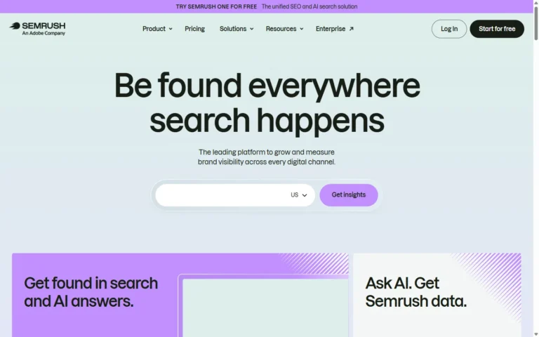 Captura del sitio web de Semrush