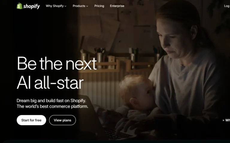 Captura del sitio web de Shopify