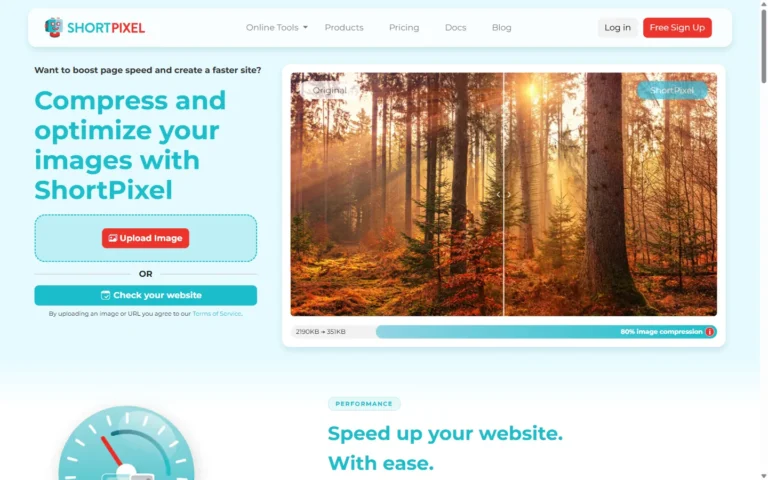 Captura del sitio web de ShortPixel