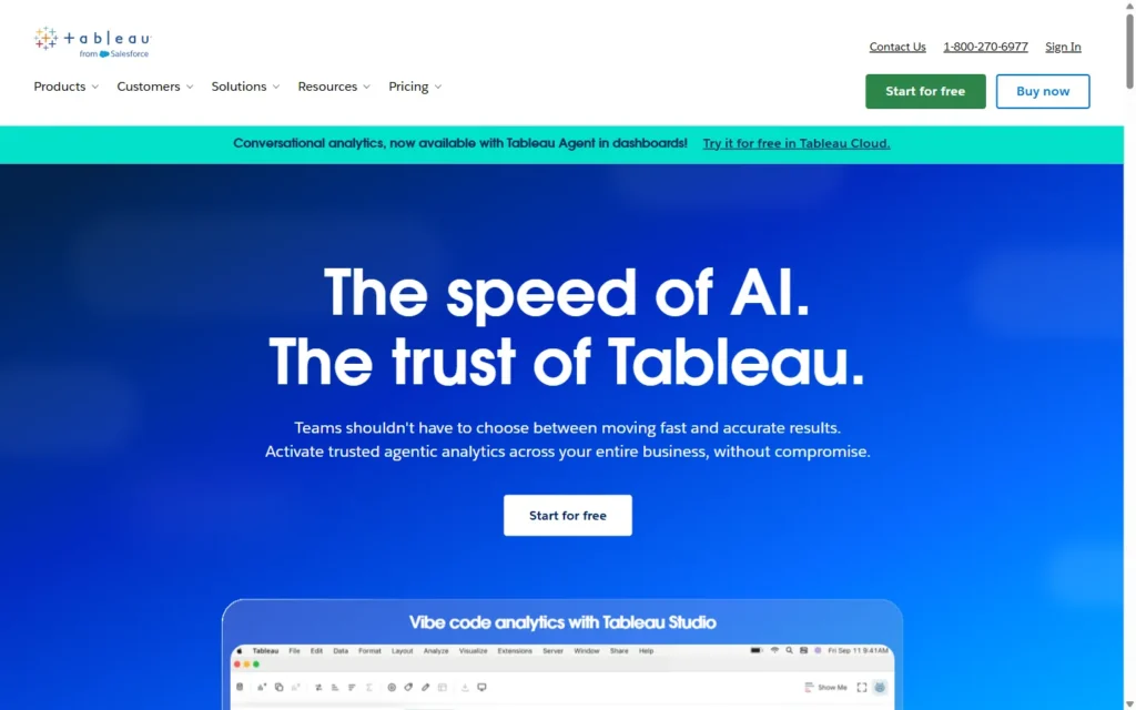 Captura del sitio web de Tableau