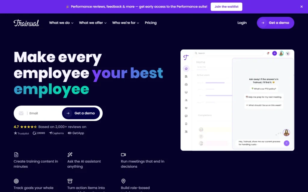 Captura del sitio web de Trainual