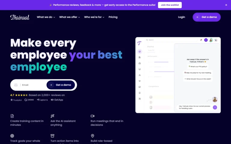 Captura del sitio web de Trainual
