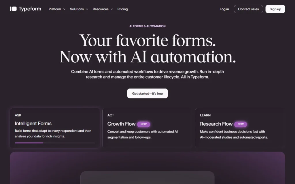 Captura del sitio web de Typeform