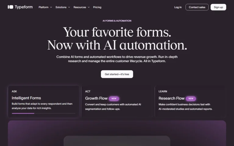 Captura del sitio web de Typeform