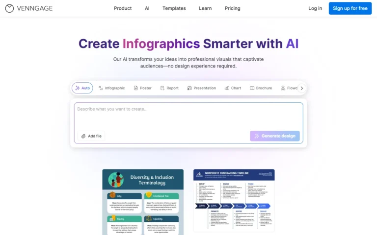 Captura del sitio web de Venngage