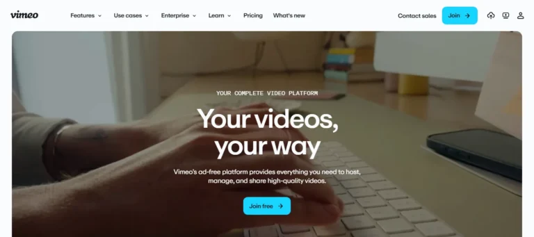Captura del sitio web de Vimeo