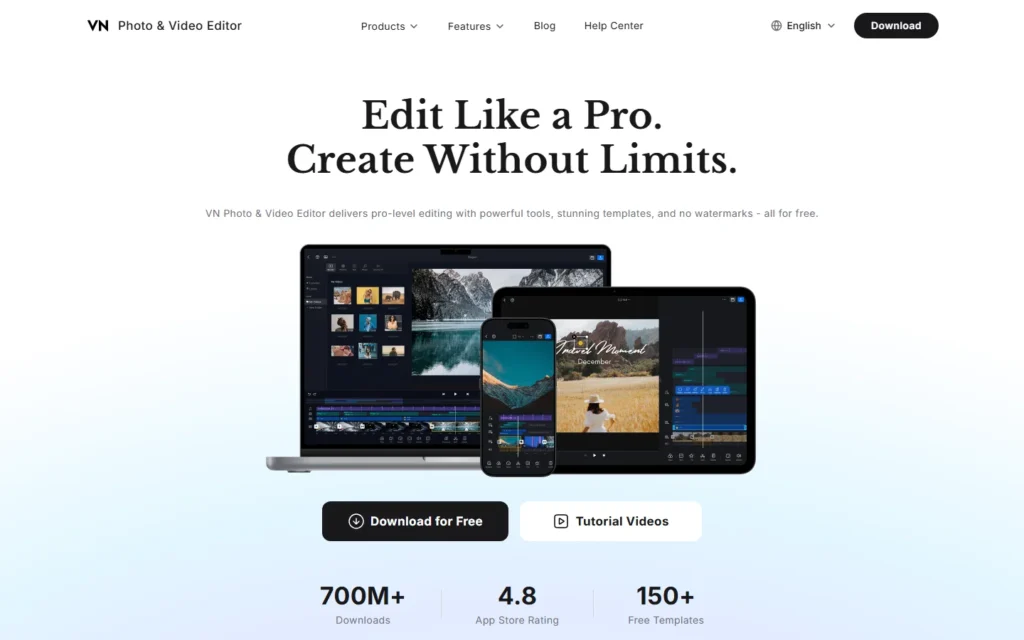 Captura del sitio web de VN Video Editor