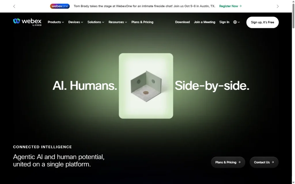 Captura del sitio web de Webex