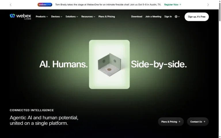 Captura del sitio web de Webex