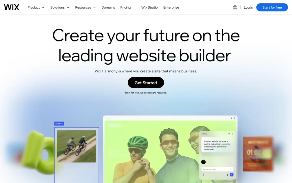 Captura del sitio web de Wix