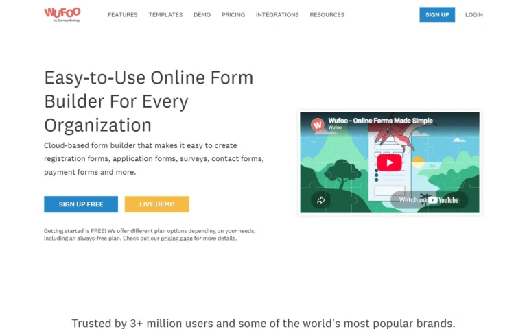 Captura del sitio web de Wufoo
