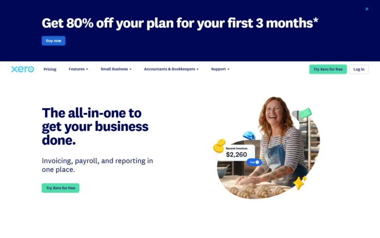 Captura del sitio web de Xero
